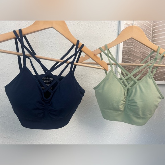 Zenana Outfitters Other - Zenana Outfitters Navy and Sage Sports Bras